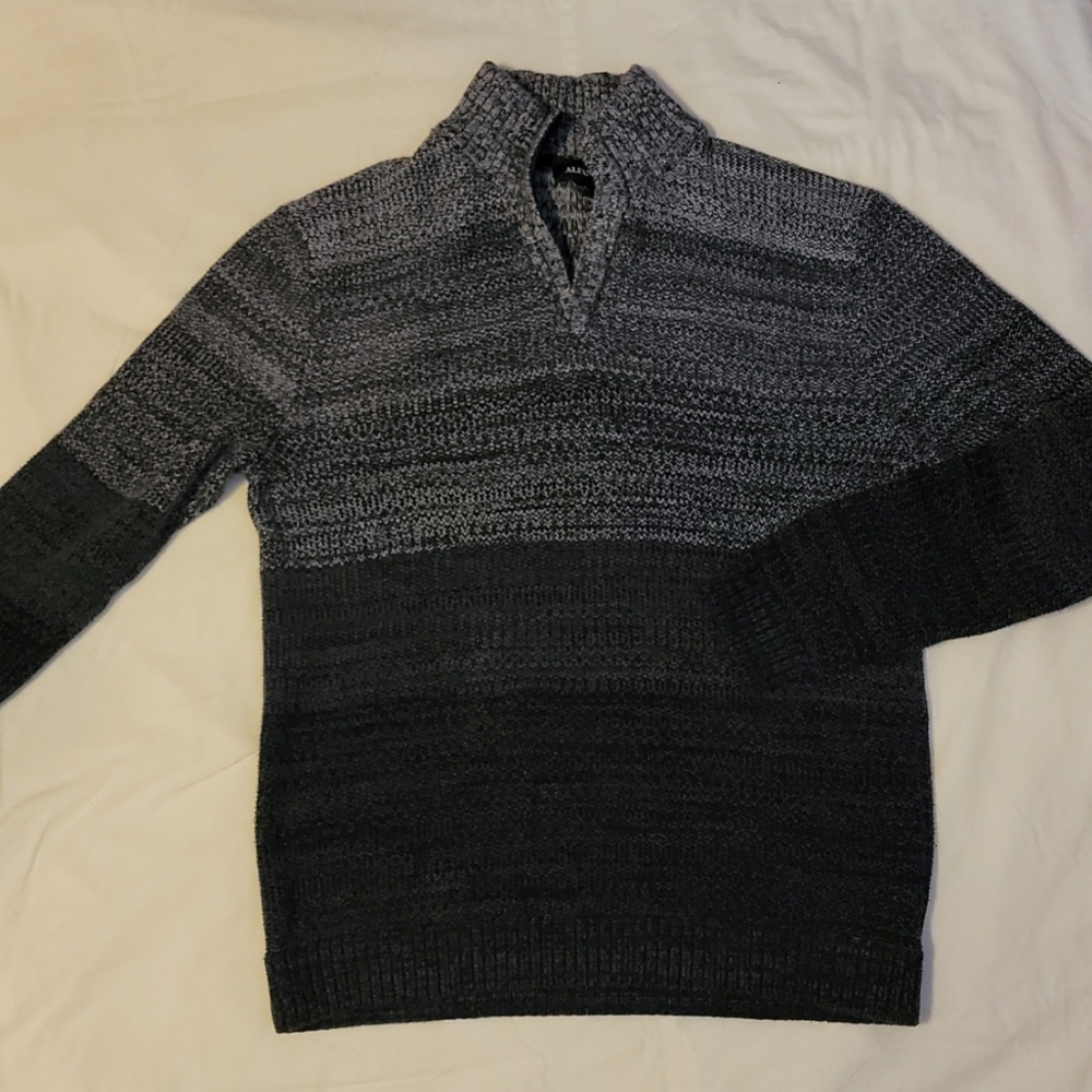 Alfani mens gradient gray black zip up sweater medium